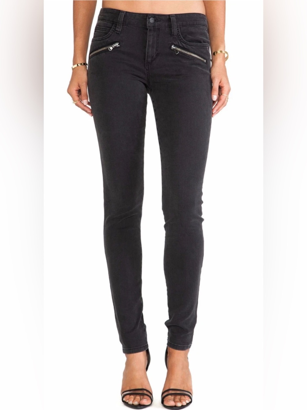 Joe’s Jeans Brynn In Line Zip Skinny Jeans in Faded Black size 28